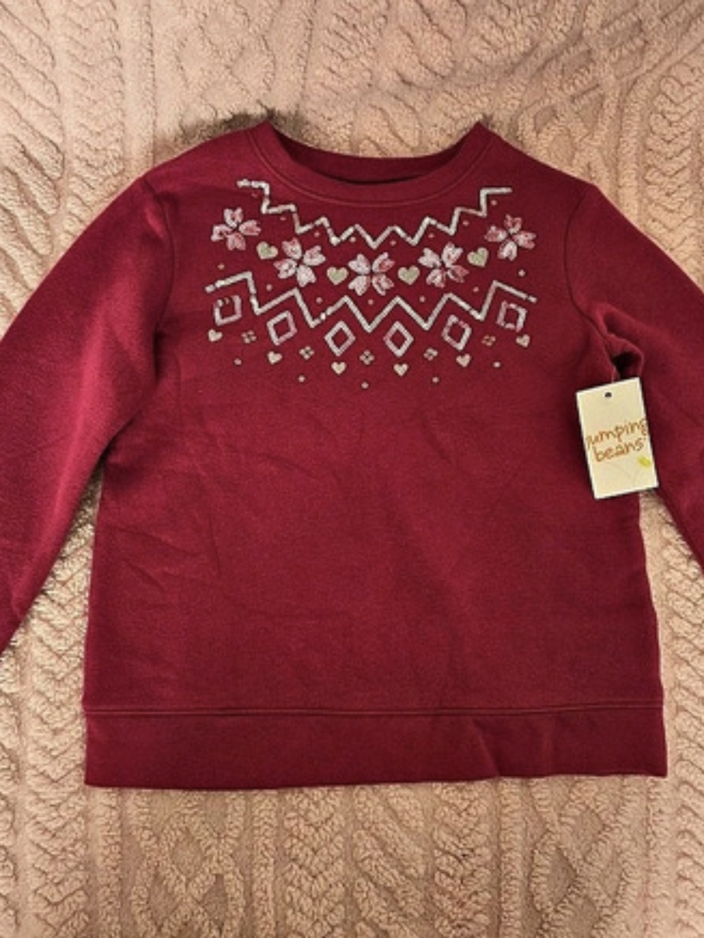 Jumping Beans Sequin Crewneck Pullover Sweatshirt Sequin Girls Size 8